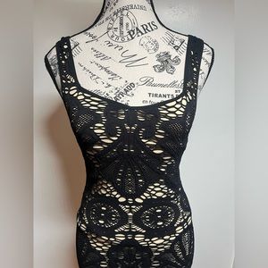 Bodycon Black/Nude Dress